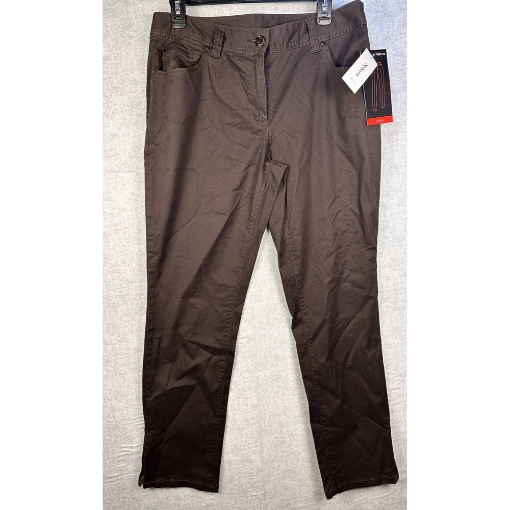 NWT Style & Co. Brown Chino Pants Women's Size 10 Ankle Zipper Mid Rise Stretch